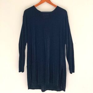 Flax Slinky Tunic Top Womens Medium Minimalist Lagenlook Stretch Travel Wear